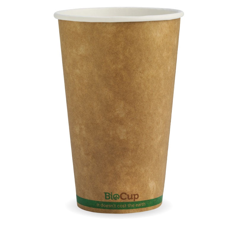 460ml (16oz) cup (fits large lids) - kraft green stripe - Carton of 600 units
