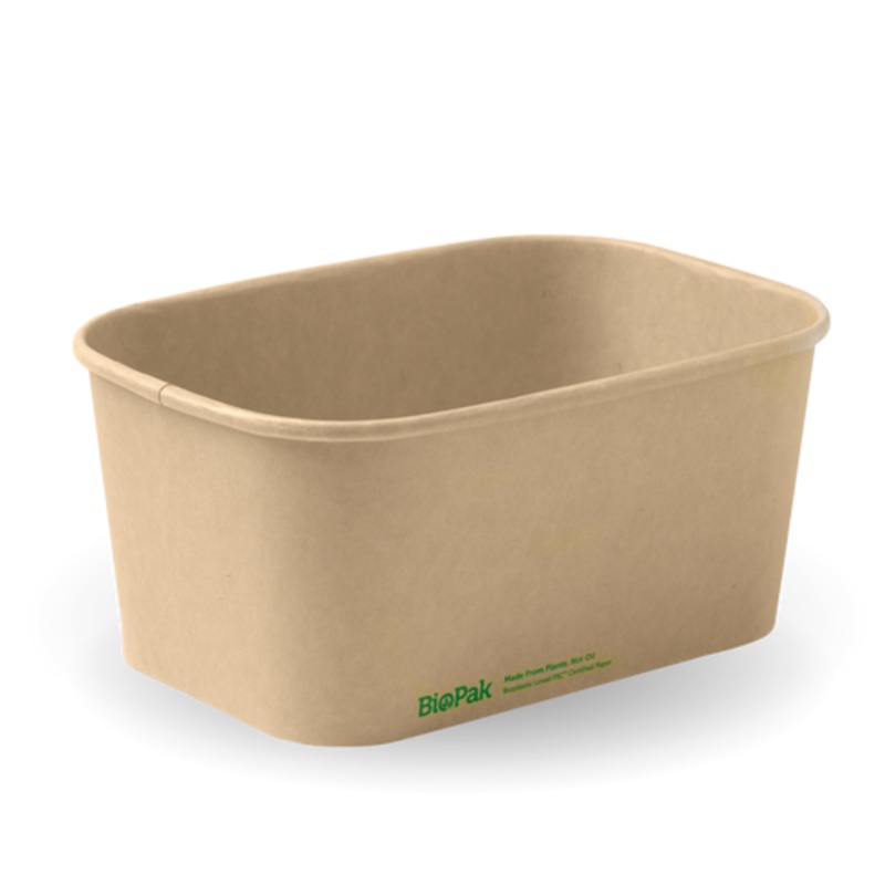 1000ml Rectangle container with lining (300gsm), FSC Mix, Brown - 300 pcs/carton - kraft - Carton of 300 units