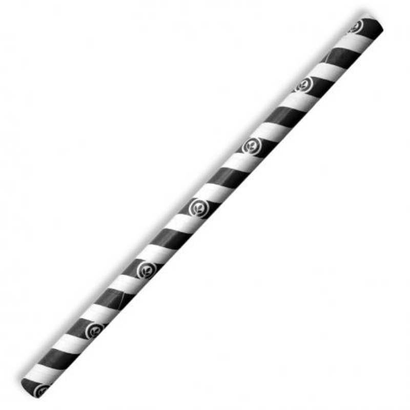 10mm jumbo paper straw - black stripe - Carton of 2500 units