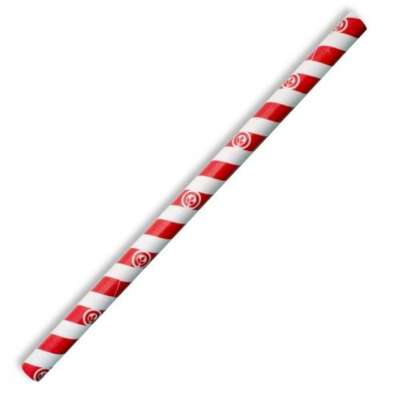 10mm jumbo paper straw - red stripe - Carton of 2,500 units