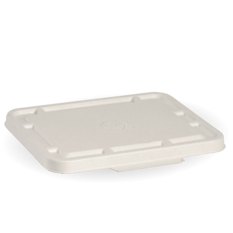 2 and 3 compartment sugarcane lid - white - Carton of 500 units