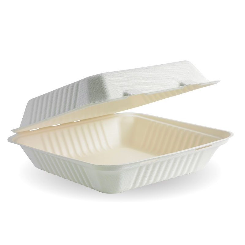 23x23x8cm (9x9x3") clamshell - white - Carton of 200 units