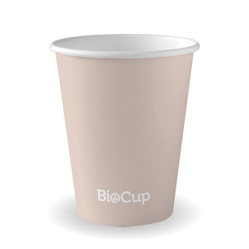 280ml / 8oz (80mm) Aqueous Single Wall BioCup - stone - Carton of 1000 units