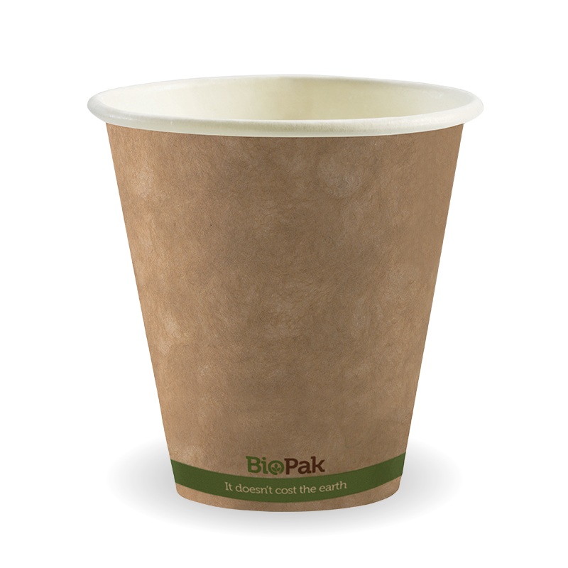 280ml (8oz) (90mm) cup (fits large lids) - printed kraft-look green stripe - Carton of 1000 units