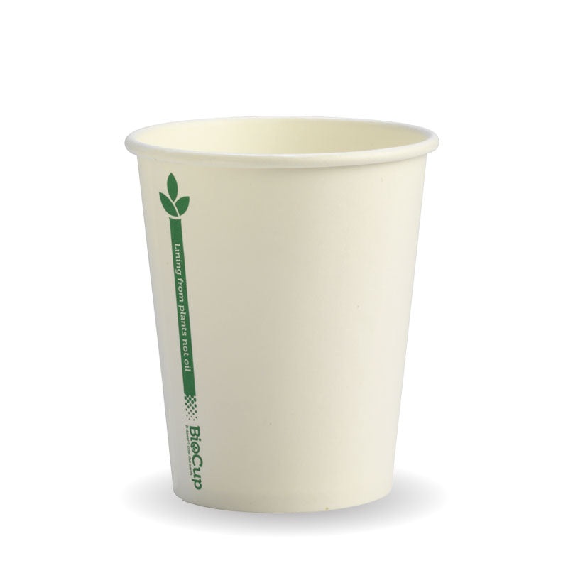 280ml (8oz) cup (fits small lids) - white green line - Carton of 1000 units