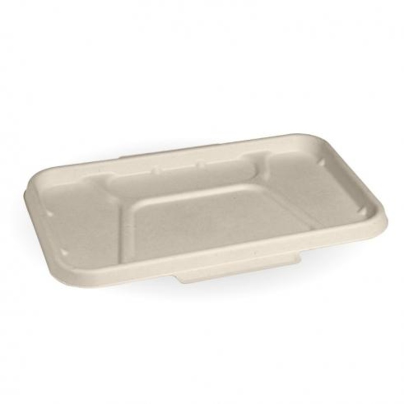 4-compartment Sugarcane lid (270x170mm) - Natural - Carton of 300 units