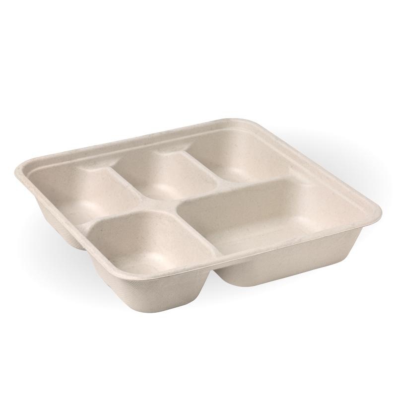 5 Compartment BioCane Takeaway Base LARGE - Natural - Carton of 300 units