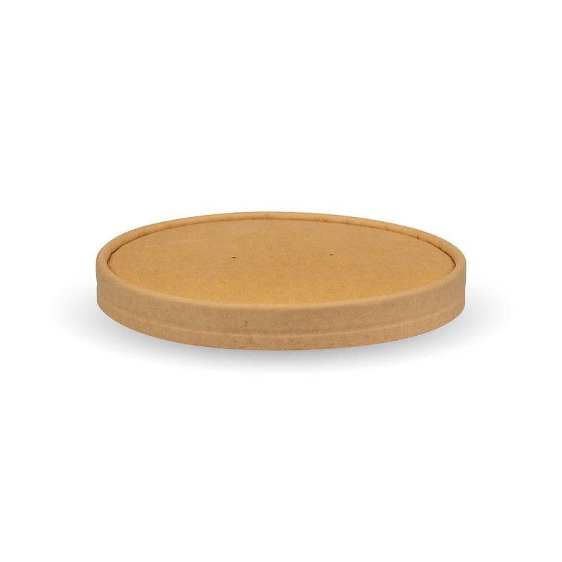 500 - 1,000ml Large Bio-Bowl Lid - Kraft Paper - Carton of 400 units