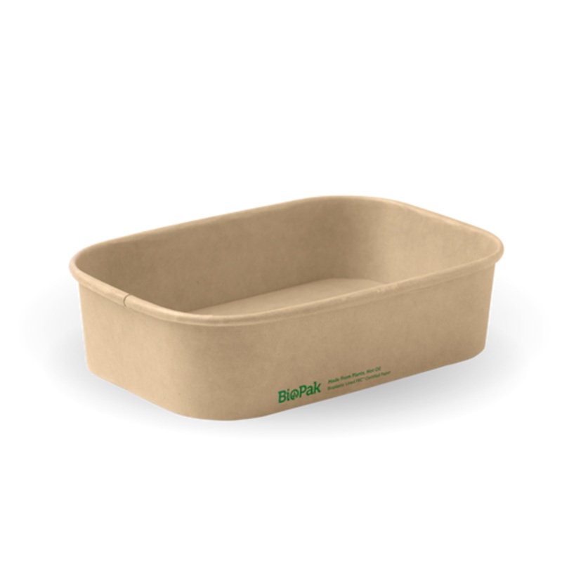 500ml Rectangle container with lining (300gsm), FSC Mix, Brown -  300 pcs / carton - kraft - Carton of 300 units