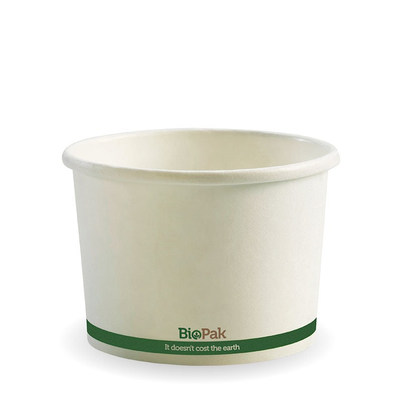 550ml Bowl - White with Green stripe - Carton of 500 units
