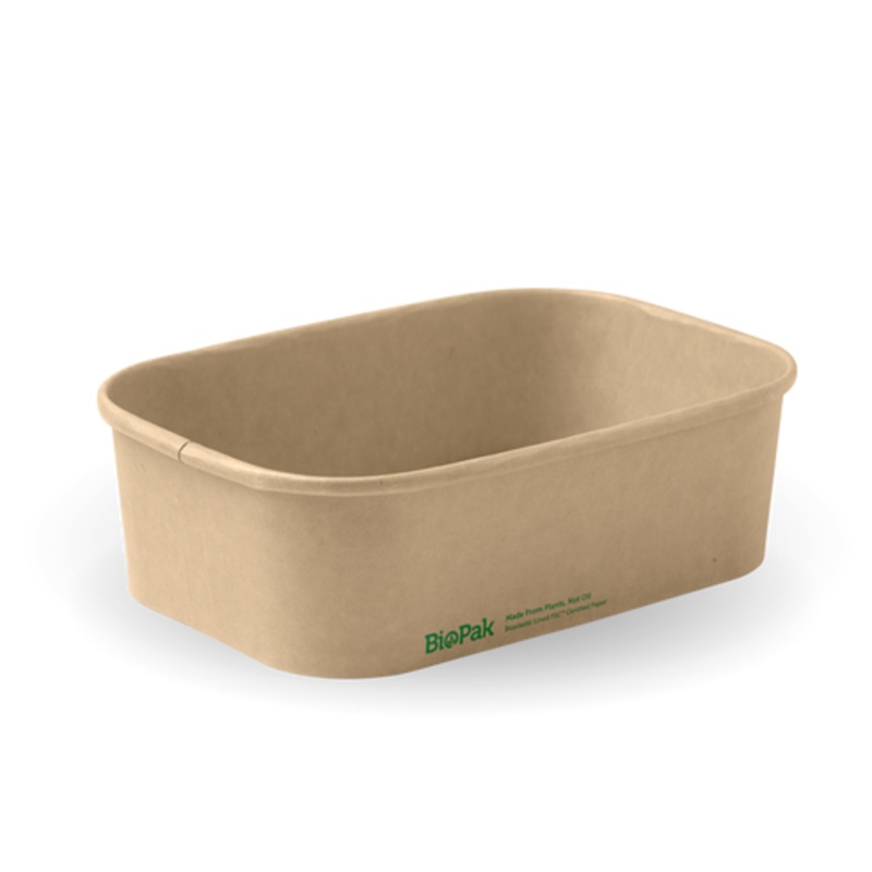 650ml Rectangle container with lining (300gsm), FSC Mix, Brown - Kraft - Carton of 300 units