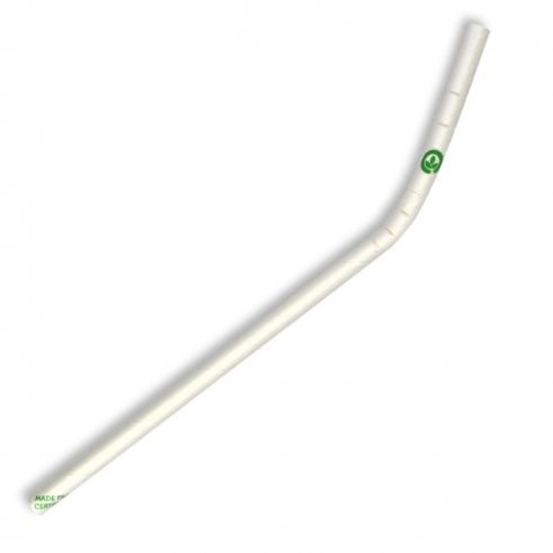 6mm bendy white straw - white - Carton of 2500 units