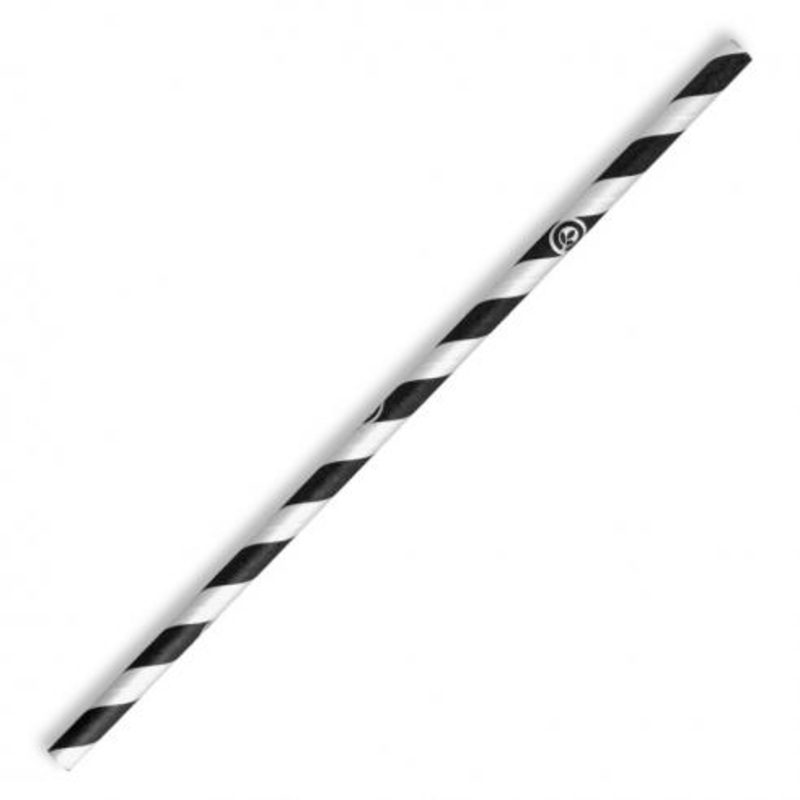 6mm regular paper straw - black stripe - Carton of 2500 units