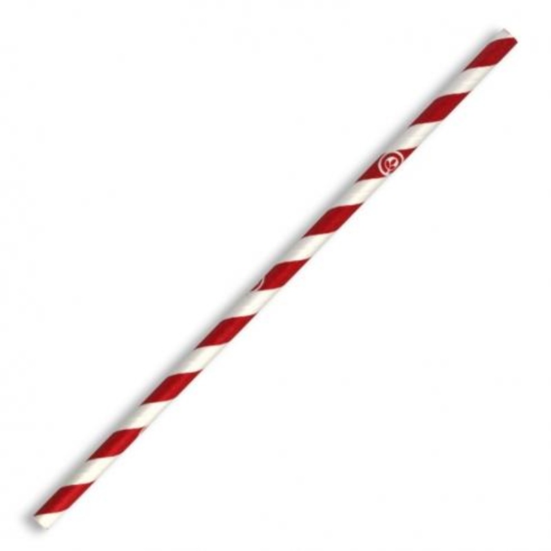 6mm regular paper straw - red stripe - Carton of 2500 units