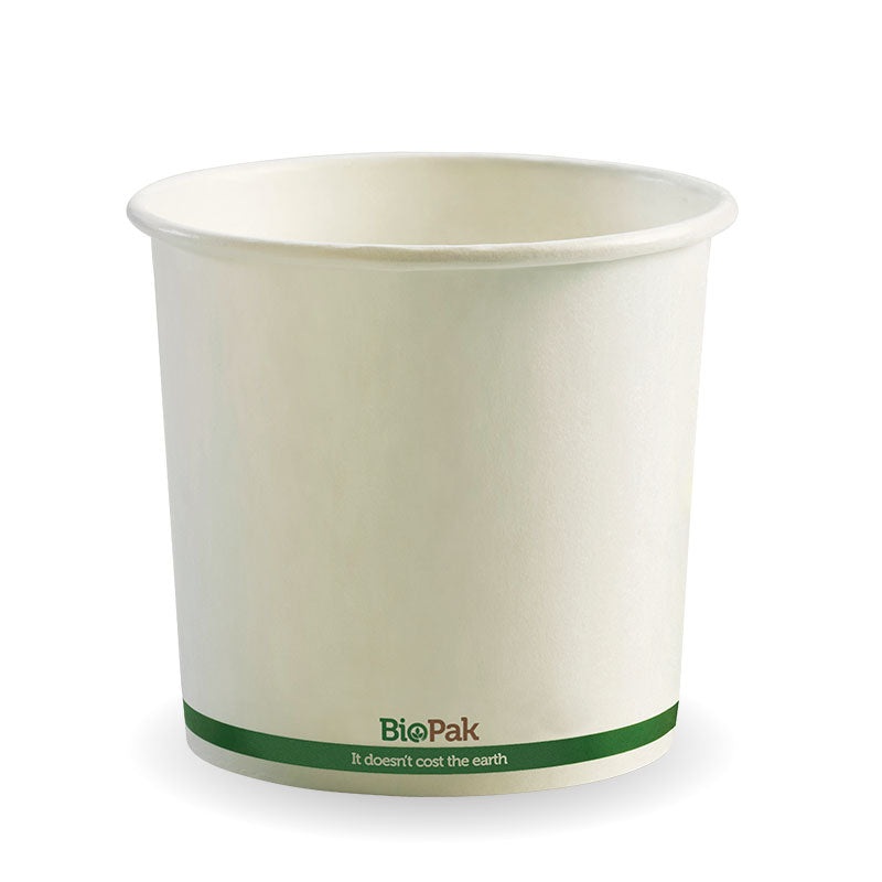 740ml Biobowl - White with Green Stripe - Carton of 500