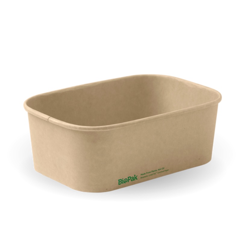 750ml Rectangle container with lining (300gsm), FSC Mix, Brown - 300 pcs/carton - kraft - Carton of 300 units