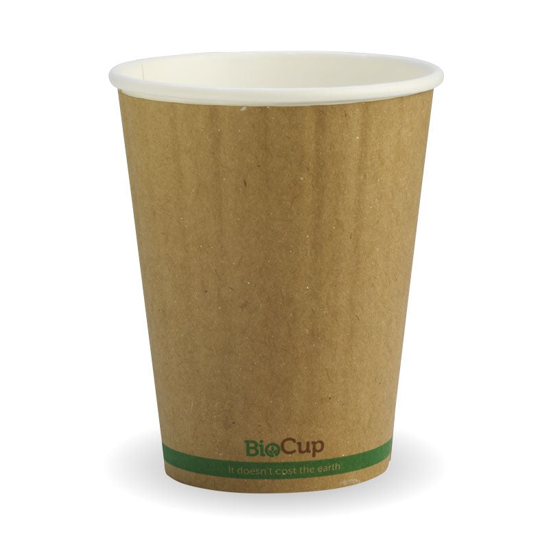 Biocup Double Wall - Kraft with Green Stripe, 12oz (Box of 1000): Pack of 1