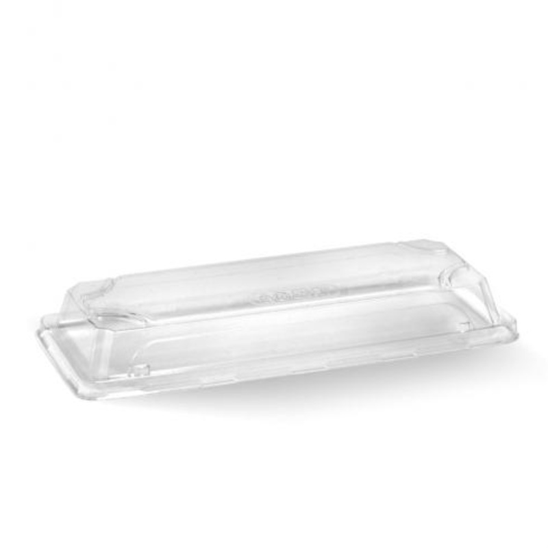 Long sushi tray PLA lid - clear - Carton of 600 units