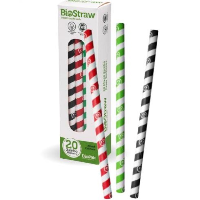 Mixed regular straws - 20pk - mixed - Carton of 200 units
