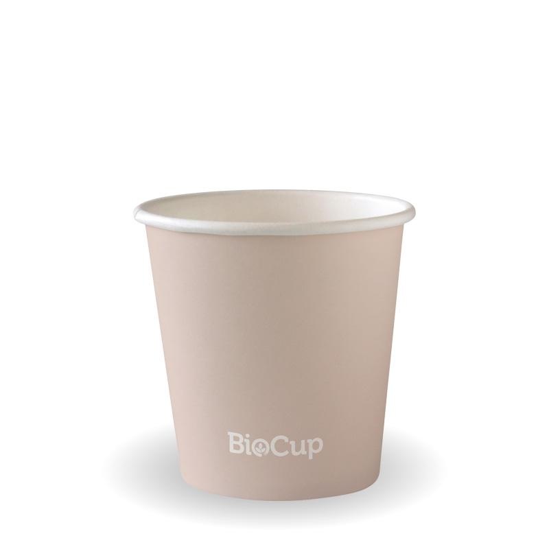 120ml / 4oz (63mm) Aqueous Single Wall BioCup - stone - Carton of 2000 units