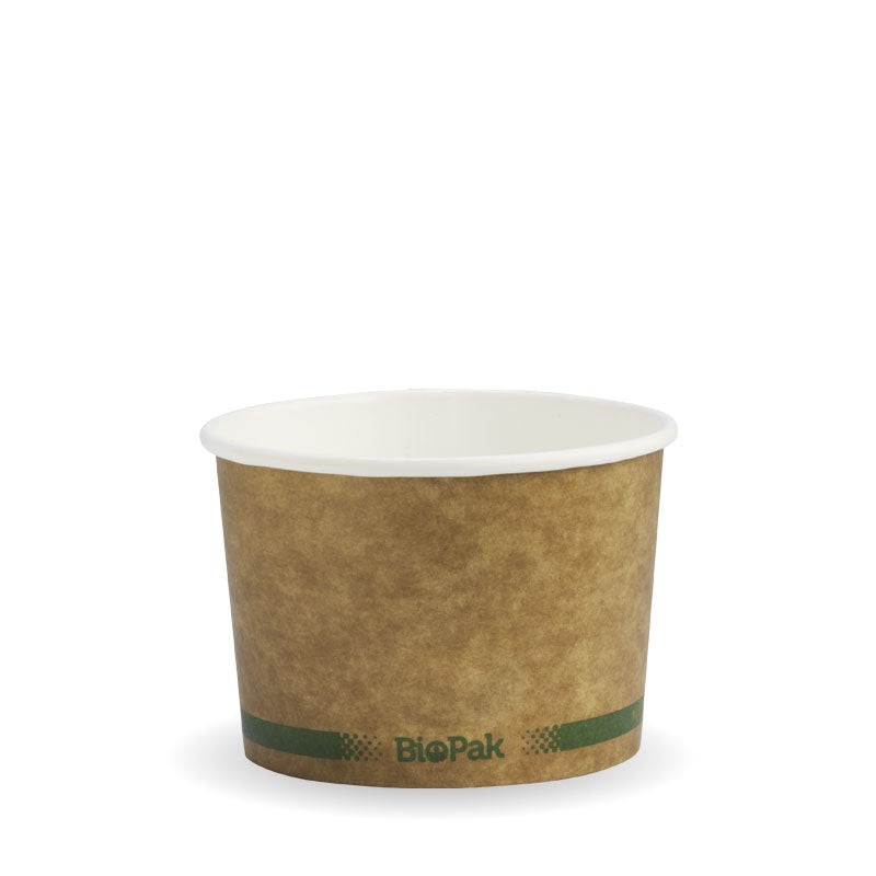 250ml Bowl - Kraft with Green stripe - Carton of 1,000 units
