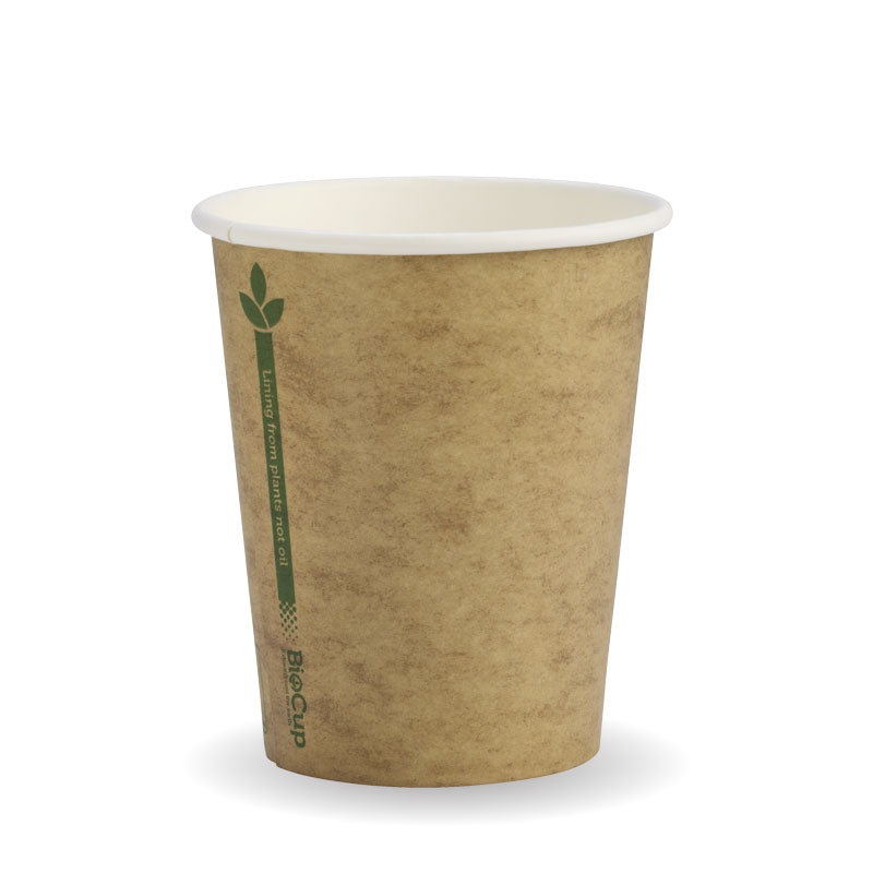 280ml (8oz) cup (fits small lids) - printed kraft-look green line - Carton of 1000 units
