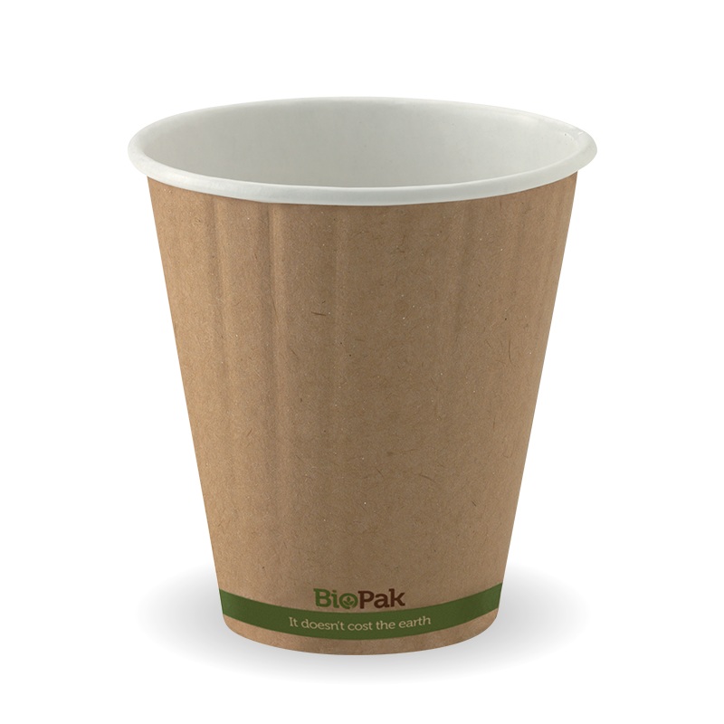 295ml (8oz) (90mm) cup (fits small lids) - kraft green stripe - Carton of 1000 units