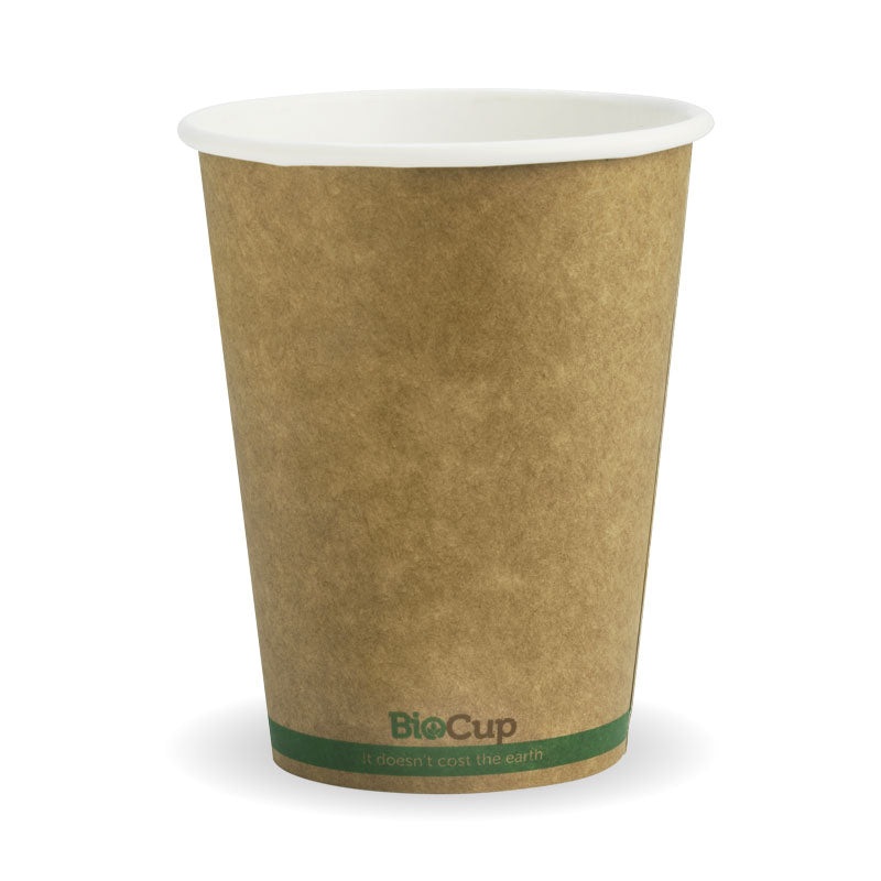 390ml (12oz) cup (fits large lids) - kraft green stripe - Carton of 1000 units