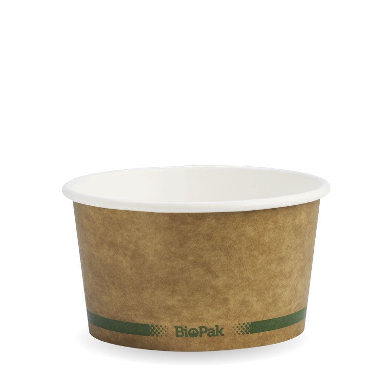 430ml (12oz) bowl - Kraft with Green stripe - Carton of 500 units