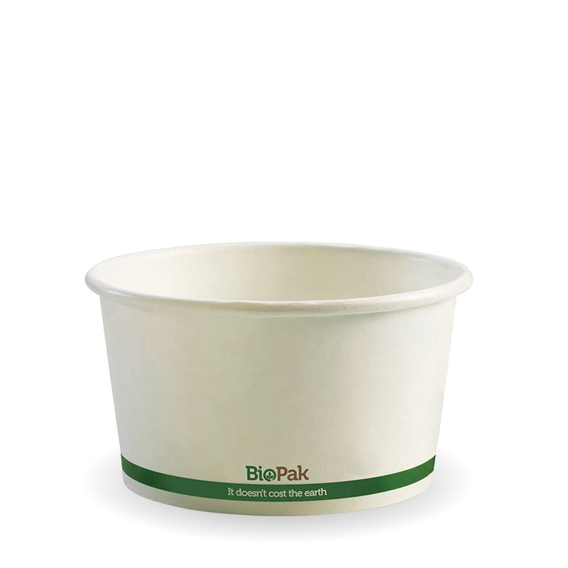 430ml Bowl - White Green stripe - Carton of 500 units
