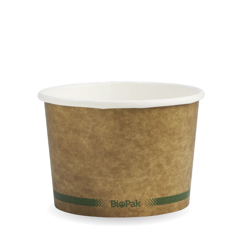 550ml Bowl - Kraft with Green stripe - Carton of 500 units
