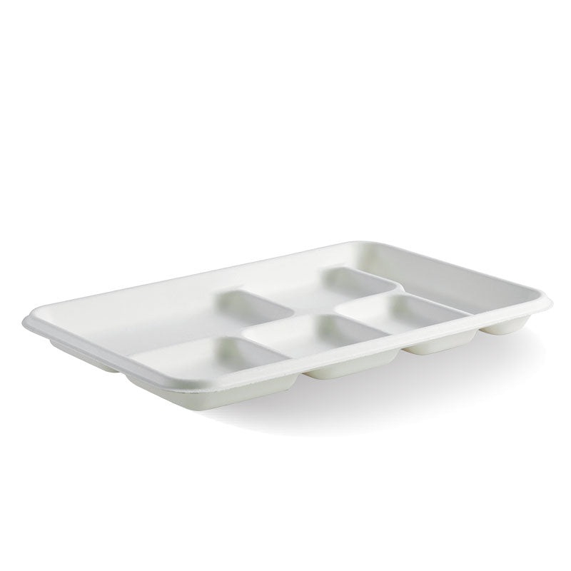 6-compartment tray - 320x215x25mm - white - Carton of 250 units