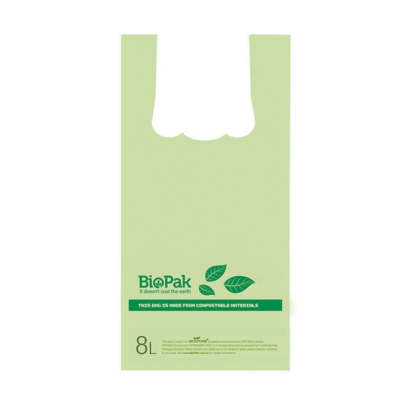 8L Bioplastic Bag with handles - Green - Carton of 2000 units