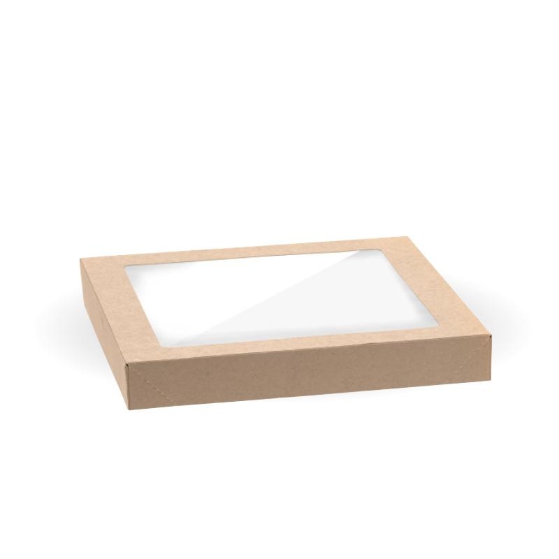 BioBoard Catering Tray PLA Windowed Lid - Small - FSC Mix - kraft - Carton of 100 units