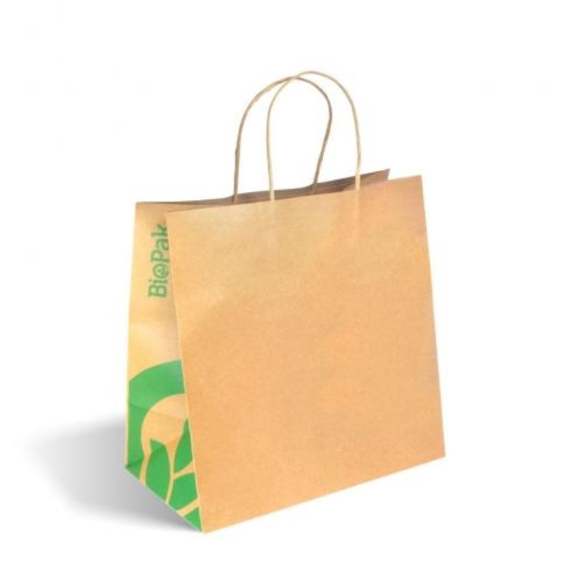 Large twist handle Paper Bags - Kraft Compostable - Carton of 250 units