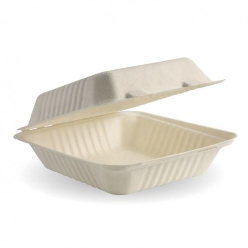 Natural Plant Fibre Clamshell (200x220x90mm) - Natural - Carton of 200 units