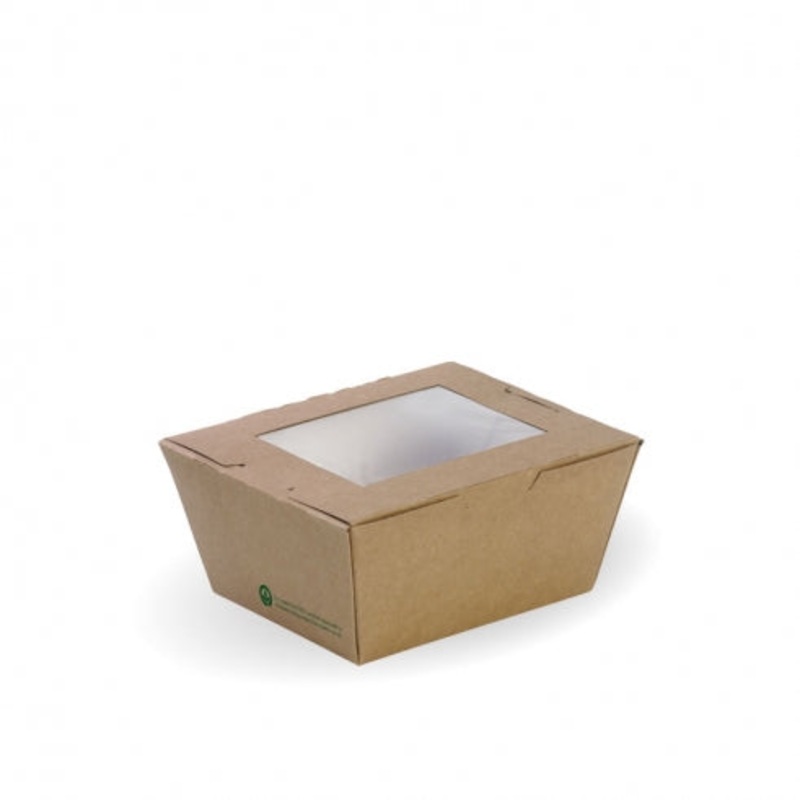 Small lunch box with window - 110 x 90 x 64mm - FSC Mix - printed kraft-look - Carton of 200 units