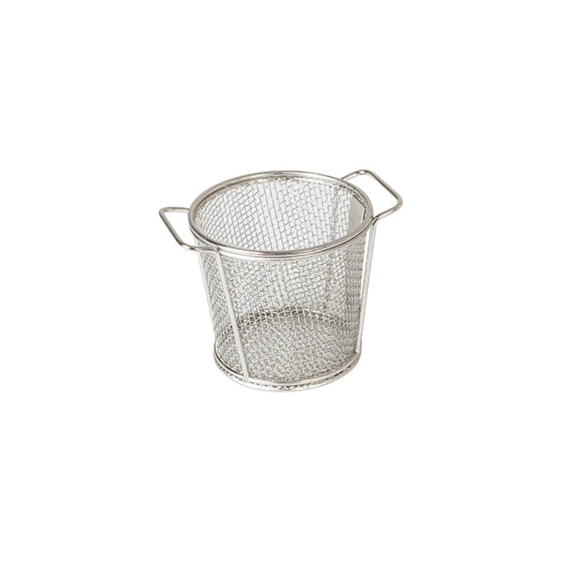 Brooklyn Round Service Basket - Stainless Steel, 80x90mm, with handles: Pack of 6