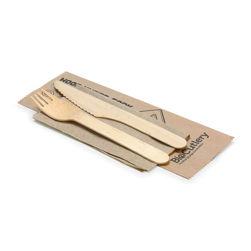 Compostable Cutlery Set - Wood 160mm - Pack of 100