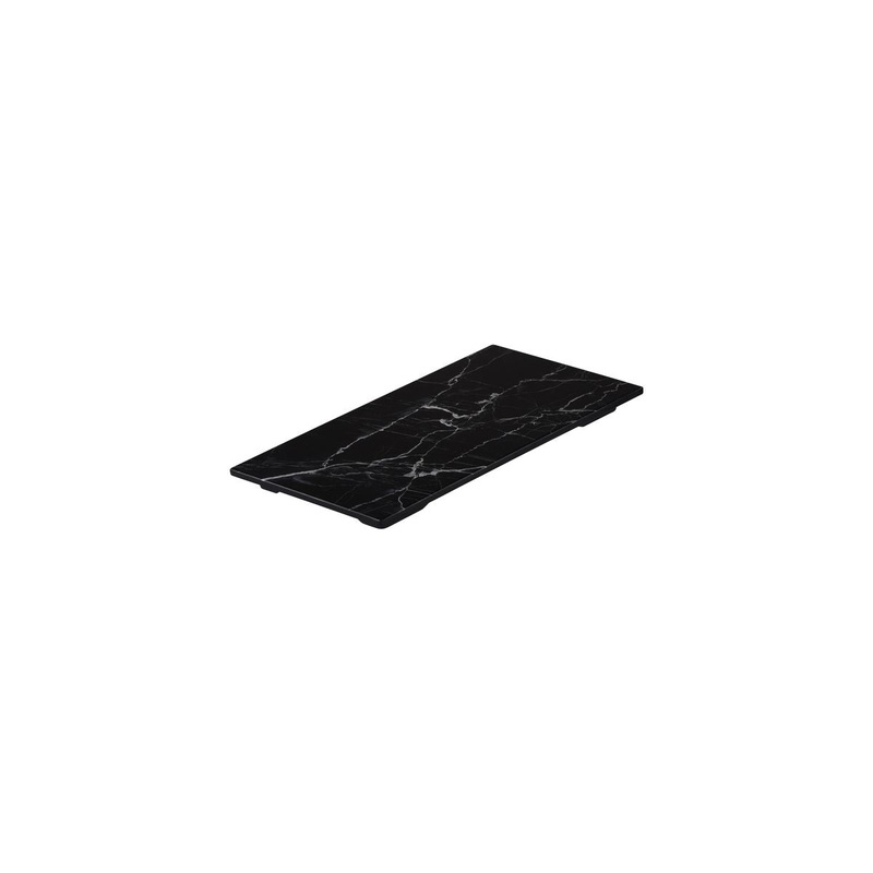 Flat Rectangular Platter, 325 x 176mm, Melamine - Black Marble: Pack of 3