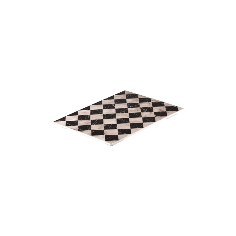 Flat Rectangular Platter, 325 x 265mm, Melamine - Checkered: Pack of 3