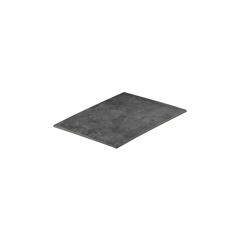 Flat Rectangular Platter, 325 x 265mm, Melamine - Dark Concrete: Pack of 6