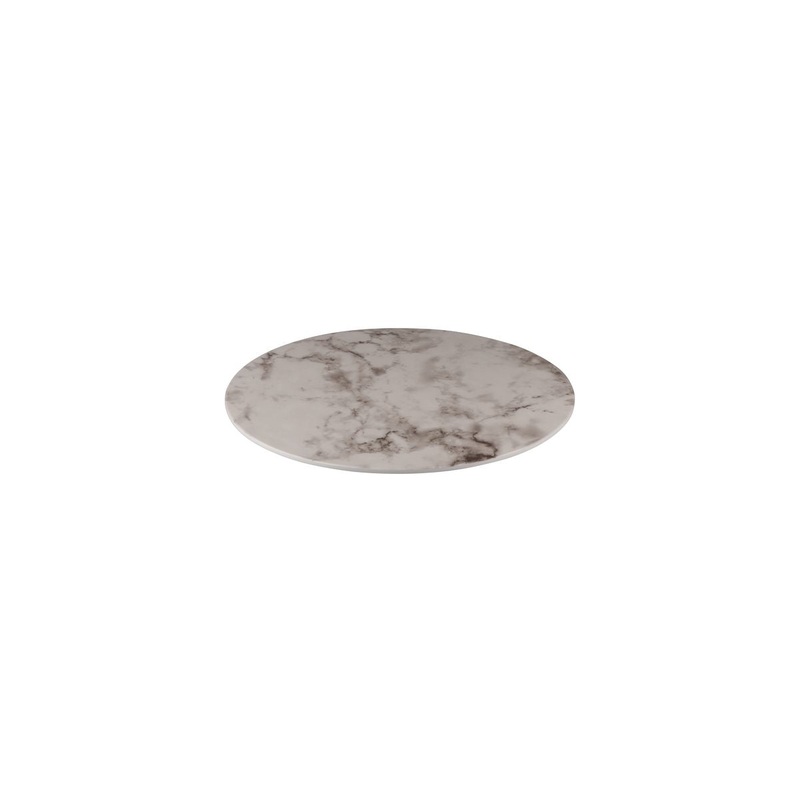 Flat Round Platter, 330mm, Melamine - White Marble: Pack of 3