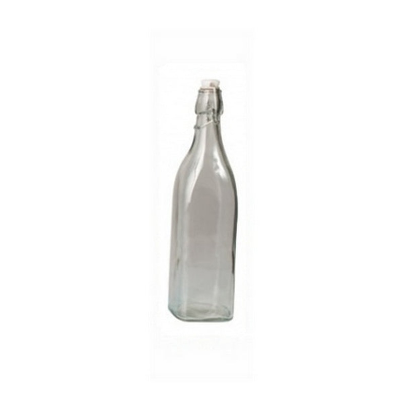 Glass Bottle - Clear, Square, 1.0Lt: Pack of 12