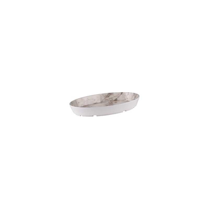 Oval Dish, 265 x 162 x 40mm, Melamine - White Marble: Pack of 12