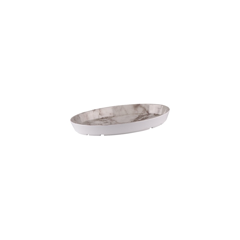 Oval Dish, 325 x 200 x 40mm, Melamine - White Marble: Pack of 12