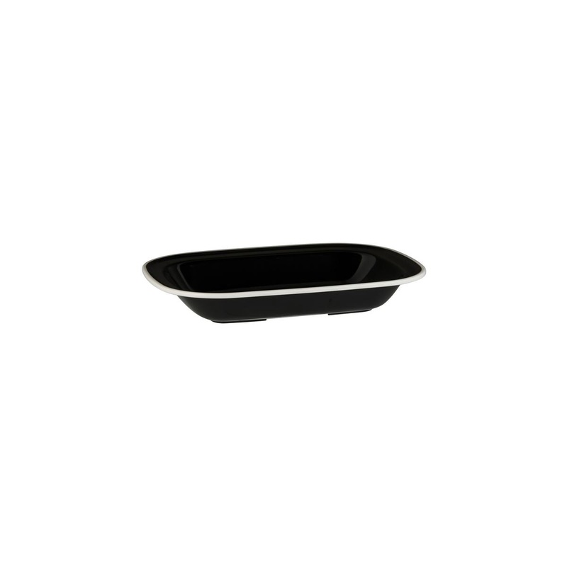 Rectangular Dish, 200 x 145 x 45mm, Melamine - Black & White: Pack of 12
