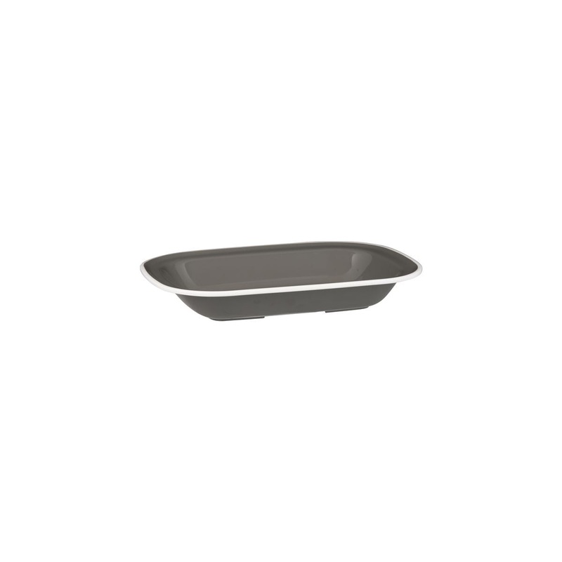 Rectangular Dish, 200 x 145 x 45mm, Melamine - Grey & White: Pack of 12