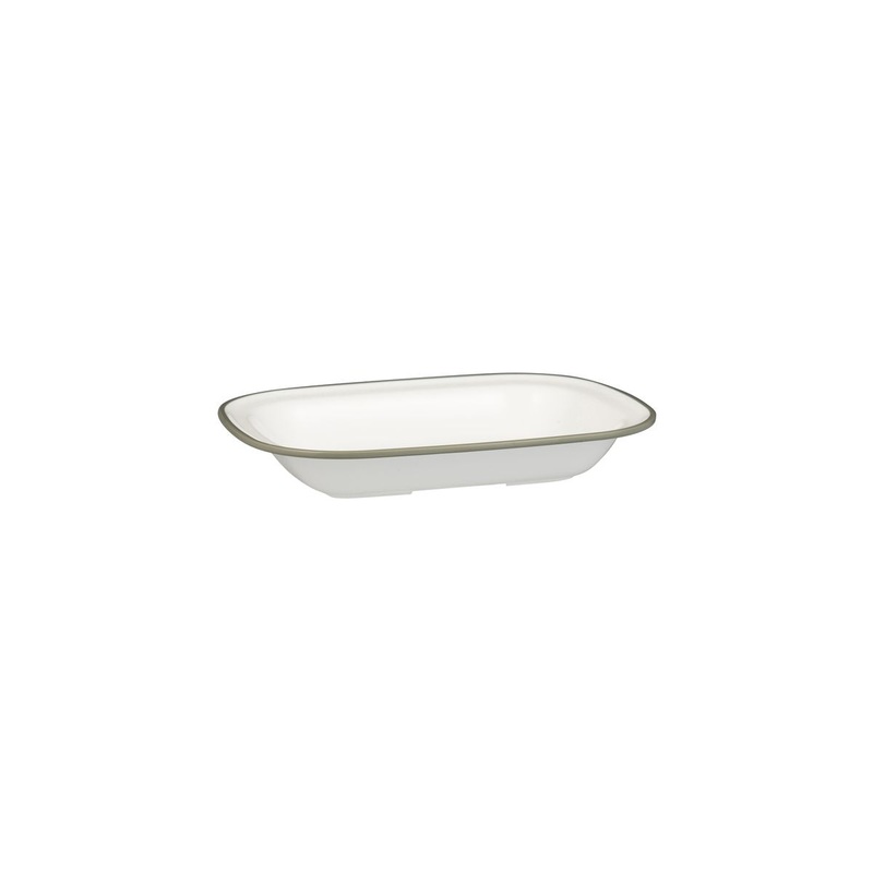 Rectangular Dish, 200 x 145 x 45mm, Melamine - White & Grey: Pack of 12
