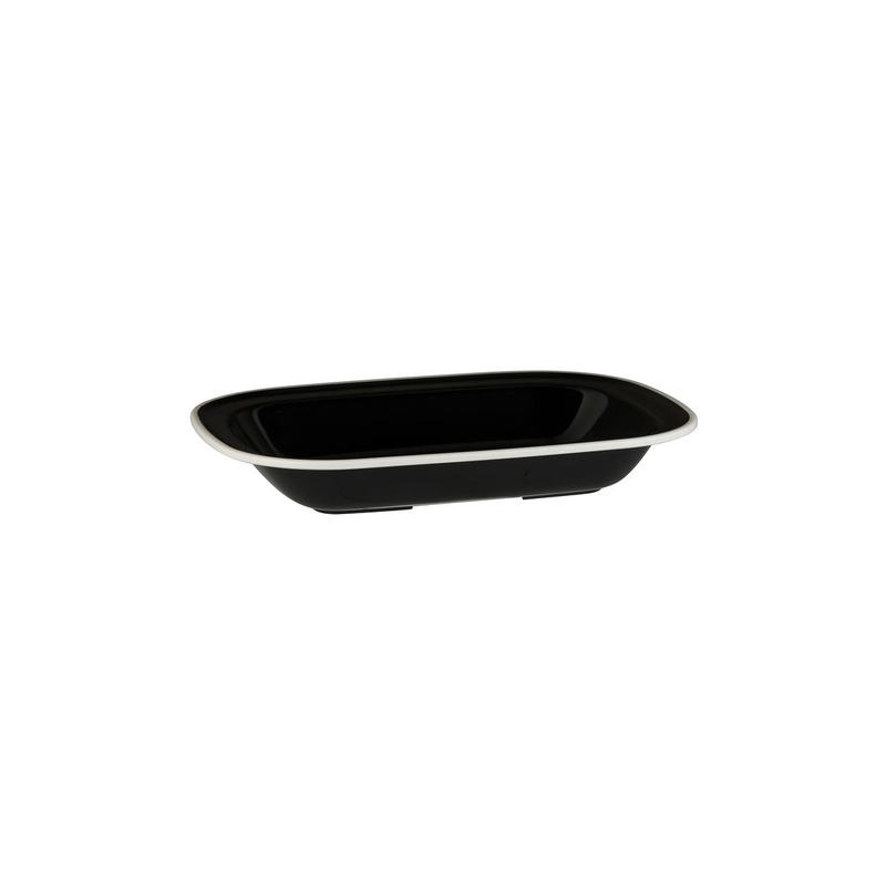 Rectangular Dish, 230 x 176 x 45mm, Melamine - Black & White: Pack of 12